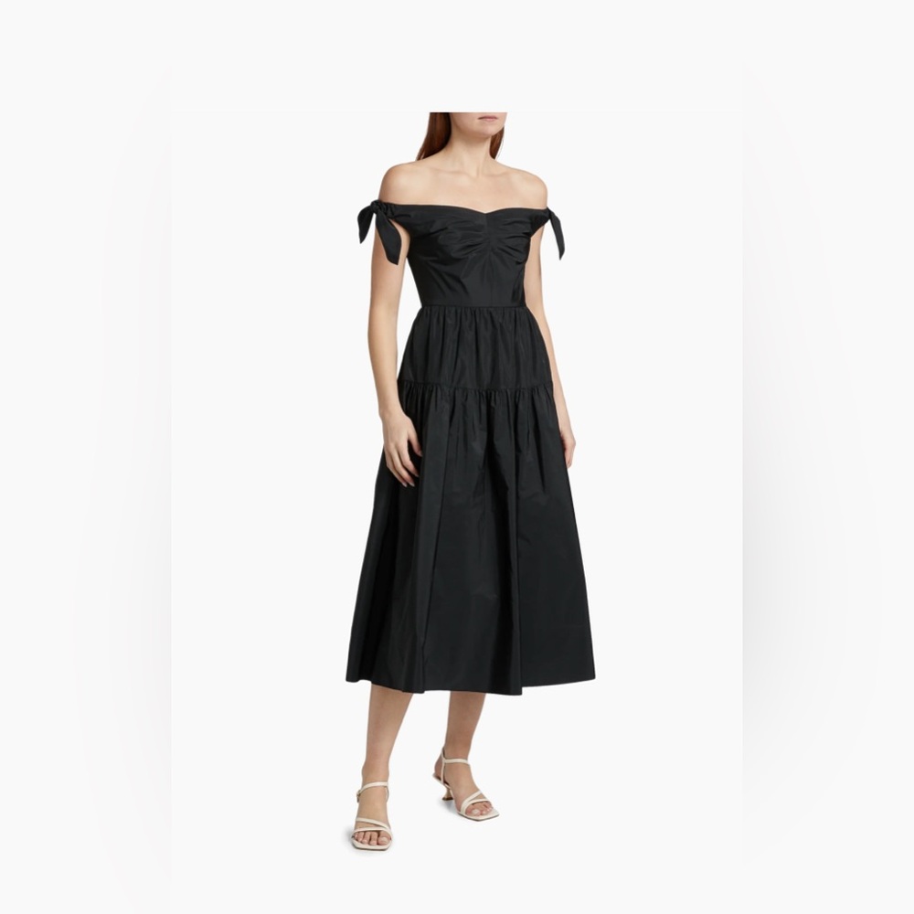 Tanya Taylor Black Strapless Midi Dress